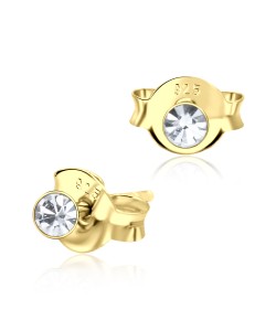 Gold Plated Roundy Stone Silver Stud Earring ST-1103-GP (2.2mm)